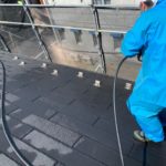 擁壁部　撥水材塗布の施工写真です。