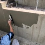 擁壁部　撥水材塗布の施工写真です。