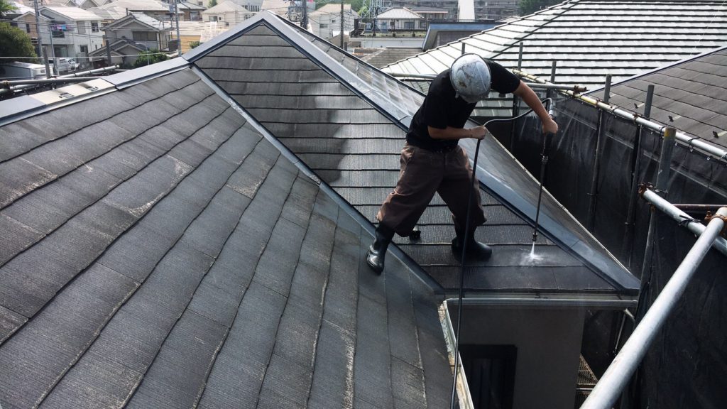 高圧洗浄　屋根部