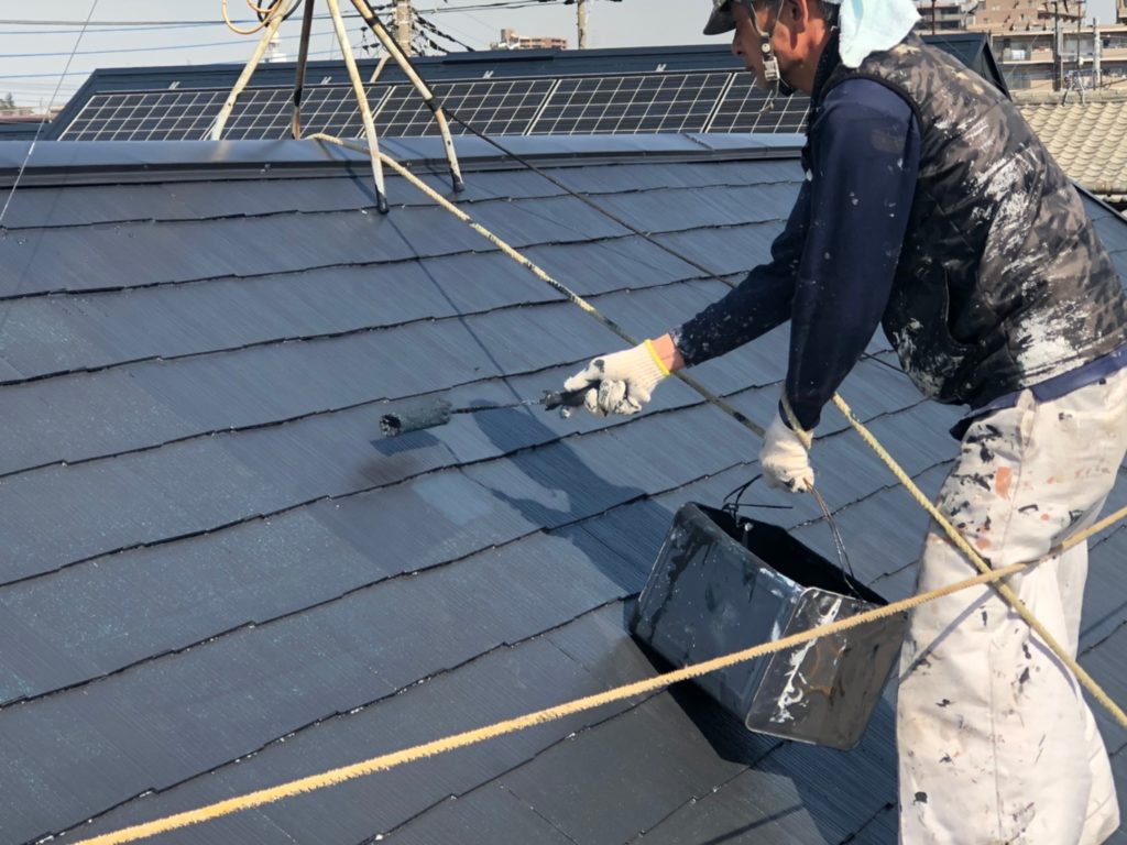 屋根面 上塗り 2回目