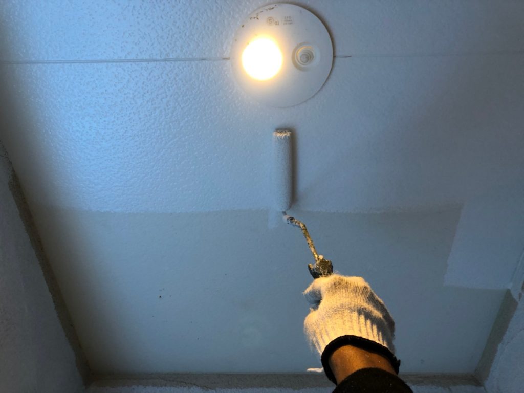 天井仕上げ材塗布（1回目）